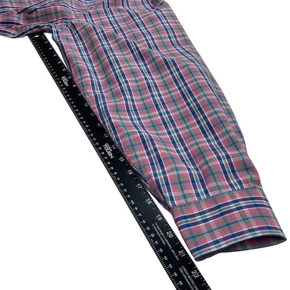 Alan Flusser Men's Casual Button Up Shirt Checked Long Sleeve Pink Pink Size XL - Picture 8 of 8